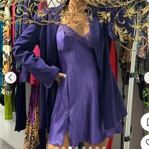 Victoria’s Secret Purple Violet Satin & Lace Slip Dress Negligee Sexy Feminine S